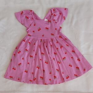 Charming Pink Cherry Print Kids Dress